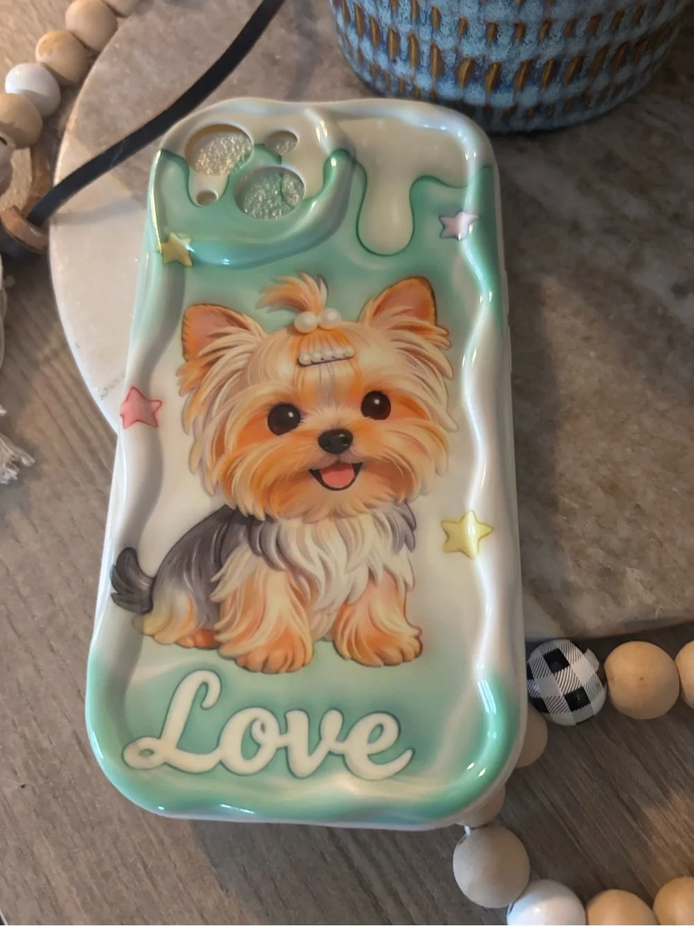 Cute Yorkie Dog 'Love' iPhone 13 Case in Mint Green! NWT💚✅🐾
